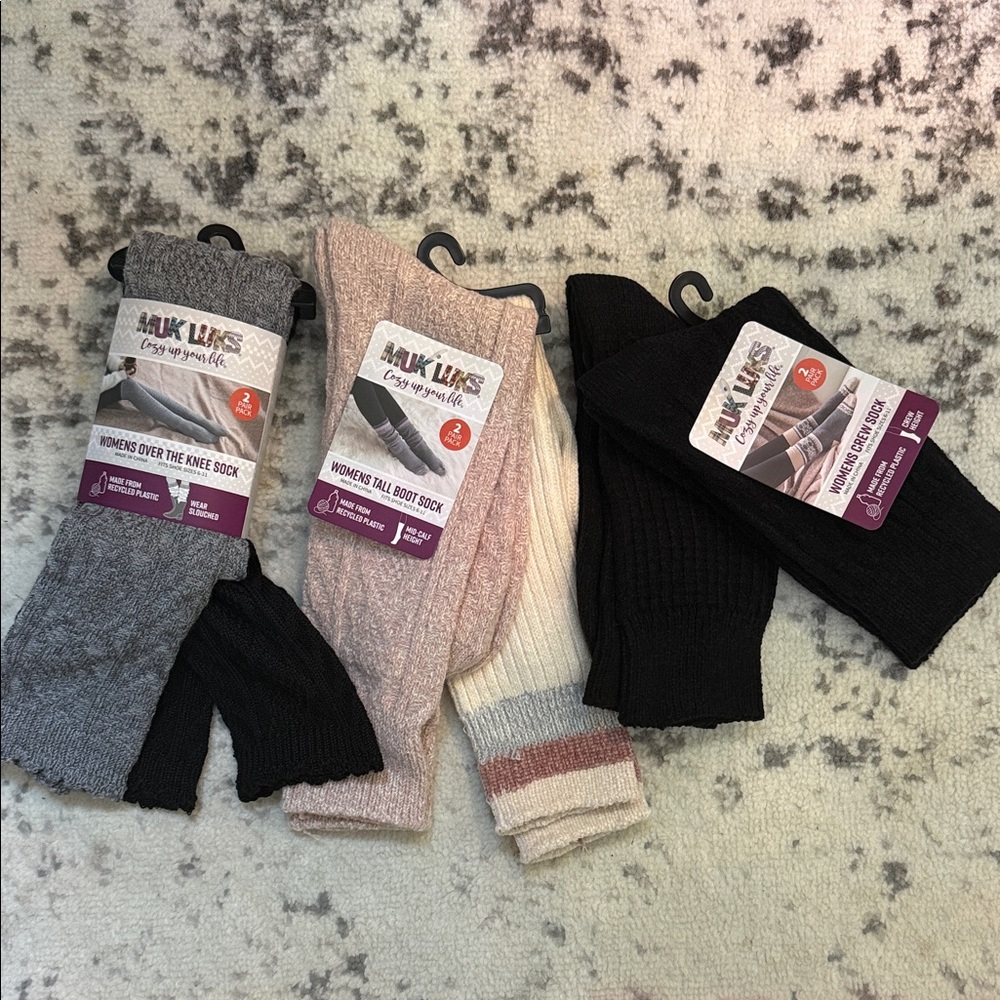 Muk Luks Women's Casual Socks - 🧦 6 PAIRS Black, Gray, Pink, Cream and more